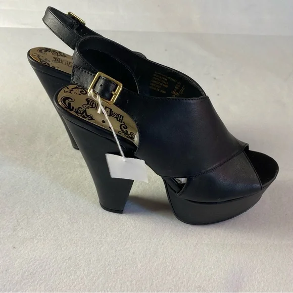 Black Peep Toe Platform Sandals women size 8 NWT 4” heel - Picture 2 of 6